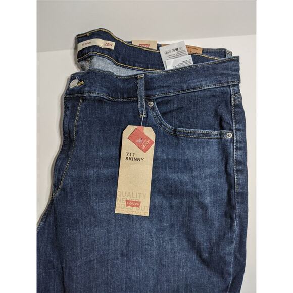 Levi's Jeans 711 Outta Time Distressed Maui Breeze 22W Skinny Denim Casual Rip - Picture 2 of 9